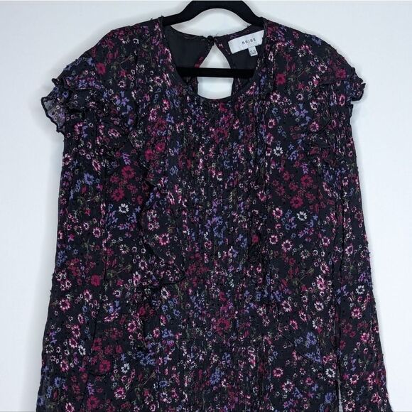 REISS Carey Floral Printed Ruffle Mini Dress - Picture 4 of 13